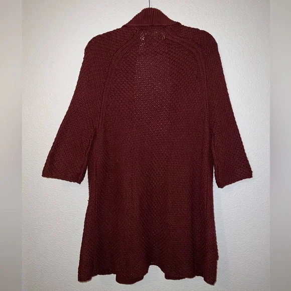 Lucky Brand Cardigan Burgundy 3/4 Sleeve size Large - Picture 5 of 7